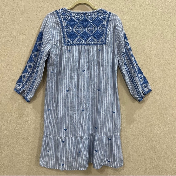 Johnny Was Workshop Tunic Dress Azure Effortless Boho Stripe Embroidered Size S - Picture 4 of 11